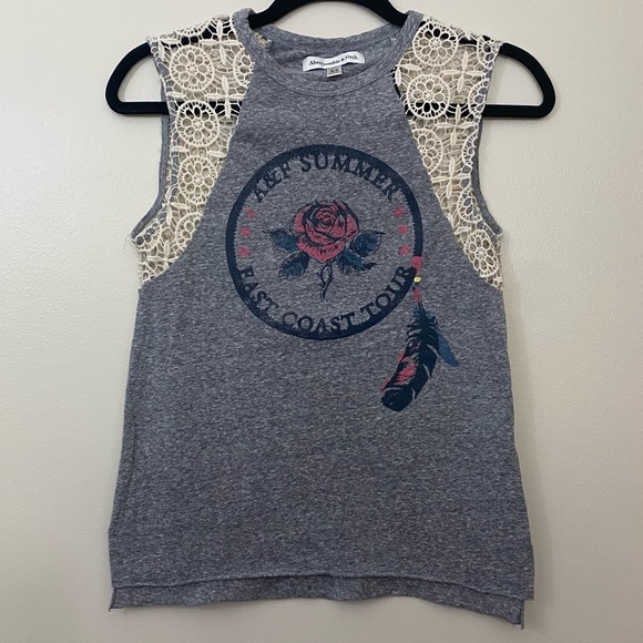 Abercrombie & Fitch XS Grey Crochet Summer Tank Top - Picture 1 of 5